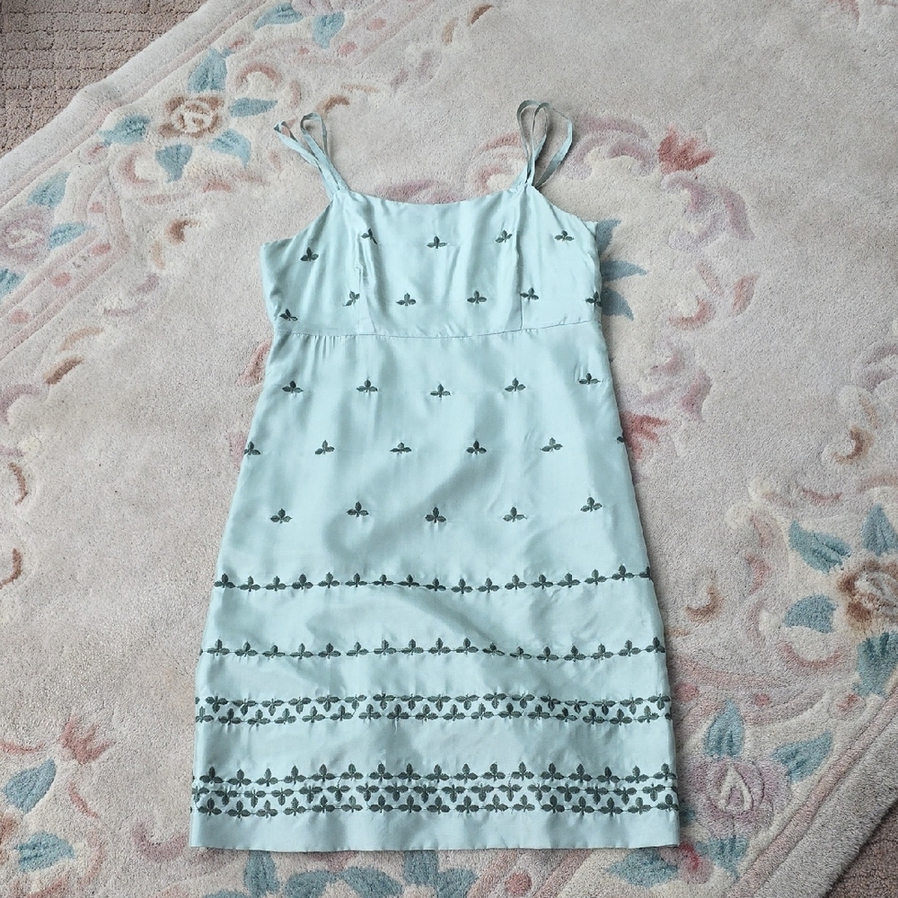 Elegant Blue Embroidered Dress